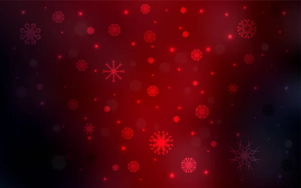 Fondo Vectorial Rojo Oscuro Con Copos Nieve Navidad Nieve Sobre — Vector de stock