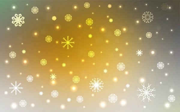 Dark Yellow Vector Pattern Christmas Snowflakes Blurred Decorative Design Xmas — Stock Vector