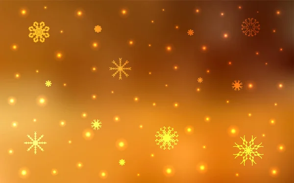 Hellorangefarbenes Vektormuster Mit Weihnachtlichen Schneeflocken Dekorative Leuchtende Illustration Mit Schnee — Stockvektor