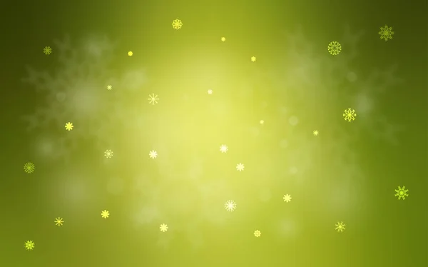 Licht Groen Vector Cover Met Mooie Sneeuwvlokken Glanzende Gekleurde Afbeelding — Stockvector