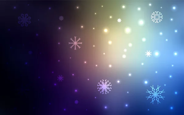 Dunkelblaue Gelbe Vektorschablone Mit Eisschneeflocken Dekorative Leuchtende Illustration Mit Schnee — Stockvektor