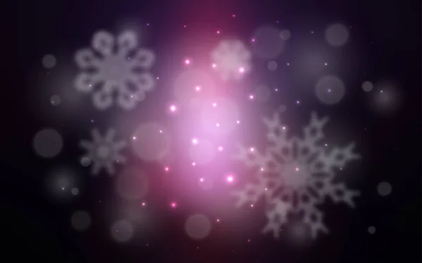 Sötét Rózsaszín Kék Vektoros Mintát Karácsonyi Hópelyhek Ragyogó Színű Illusztráció — Stock Vector