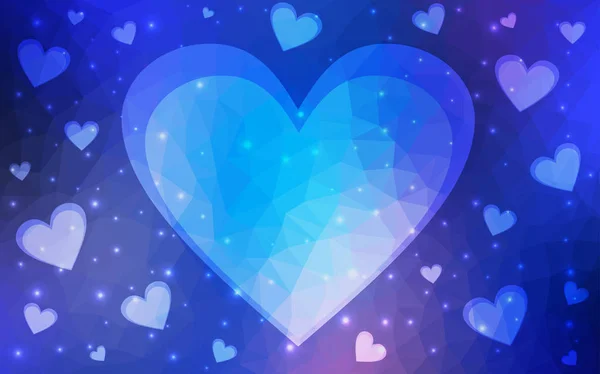 Hafif Mavi Vektör Aşk Arka Plan Kalp Ile Kağıt Sevgililer — Stok Vektör