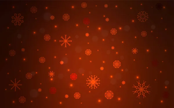 Dunkelrotes Vektormuster Mit Weihnachtlichen Schneeflocken Verschwommenes Dekorationsdesign Weihnachtsstil Mit Schnee — Stockvektor