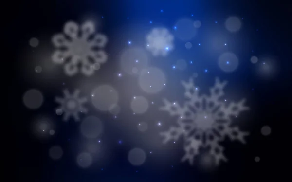 Fundo Vetorial Azul Escuro Com Flocos Neve Xmas Brilhando Ilustração — Vetor de Stock