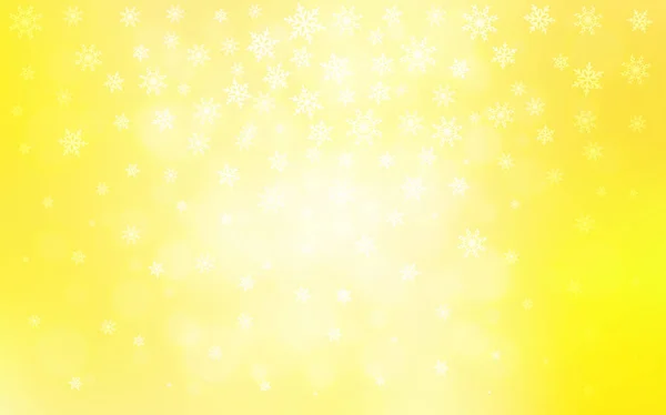 Светло Желтый Векторный Фон Хмельными Снежинками Снег Размытом Абстрактном Фоне — стоковый вектор