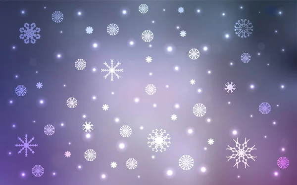 淡紫色向量模板与冰雪花 圣诞节风格的雪装饰设计模糊 商业广告的新年设计 — 图库矢量图片