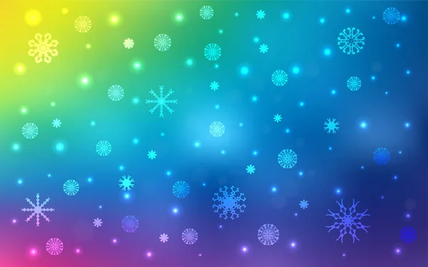 色雪の結晶ライト多色ベクトル テクスチャです グラデーションで抽象的な背景をぼかした写真に雪が降る 新年の広告 ポスター バナーのデザイン — ストックベクタ