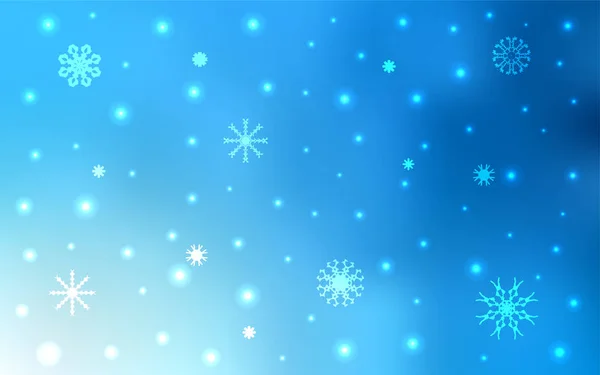 Světlé Blue Vektorové Pozadí Vánočními Vločkami Sníh Rozmazaném Abstraktním Pozadí — Stockový vektor