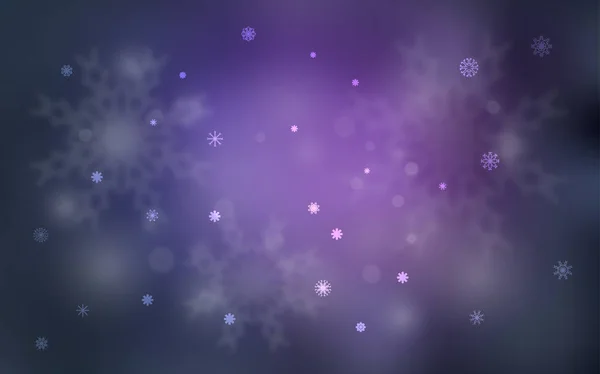 Luz Cubierta Vectorial Púrpura Con Hermosos Copos Nieve Ilustración Decorativa — Vector de stock