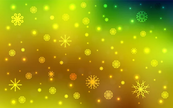 Hellgrünes Gelbes Vektormuster Mit Weihnachtlichen Schneeflocken Leuchtende Farbige Illustration Mit — Stockvektor