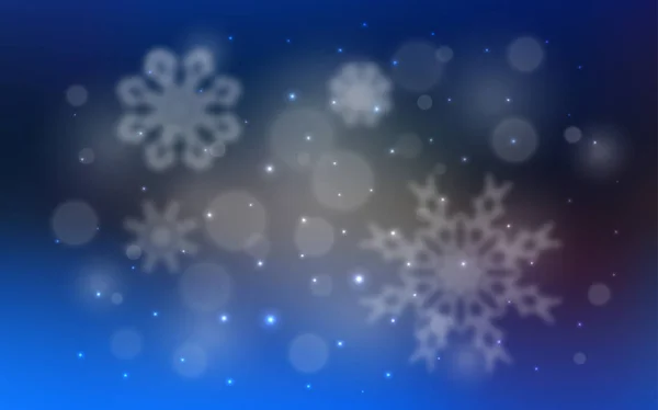 Dark Blue Vector Layout Bright Snowflakes Snow Blurred Abstract Background — Stock Vector