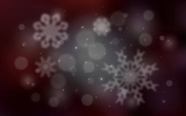 Dark Red Vector Cover Beautiful Snowflakes Snow Blurred Abstract Background — Stock Vector