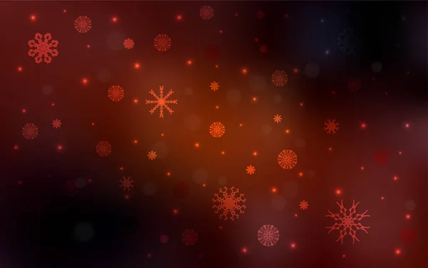 Dunkelorangefarbenes Vektorlayout Mit Hellen Schneeflocken Dekorative Leuchtende Illustration Mit Schnee — Stockvektor