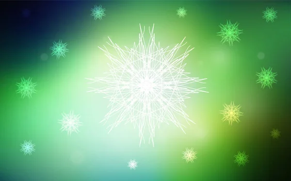 Licht Groen Vector Achtergrond Met Sneeuwvlokken Xmas Wazig Decoratieve Ontwerp — Stockvector