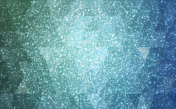 Hellblauer Grüner Vektor Low Poly Kristall Hintergrund Mit Schneeflocken Polygon — Stockvektor