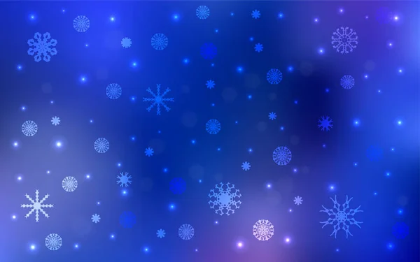 Světle Modrá Vektorová Šablona Ledovými Vločkami Dekorativní Zářící Ilustrace Sněhem — Stockový vektor