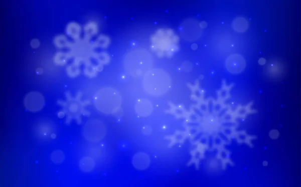 Patrón Vectorial Azul Oscuro Con Copos Nieve Navideños Nieve Sobre — Vector de stock