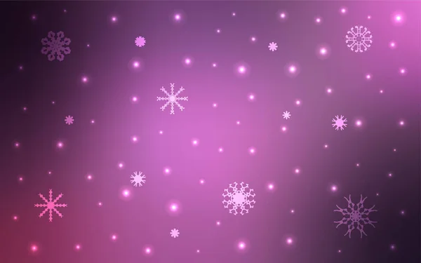 Светло Фиолетовый Розовый Вектор Красивыми Снежинками Сияющая Цветная Иллюстрация Снегом — стоковый вектор
