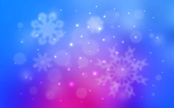 浅粉红色 蓝色向量背景与圣诞节雪花 现代几何抽象插图与冰晶体 横幅的新年设计 — 图库矢量图片
