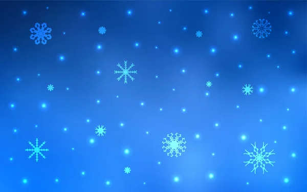 Hellblaues Vektorlayout Mit Hellen Schneeflocken Verschwommenes Dekorationsdesign Weihnachtsstil Mit Schnee — Stockvektor