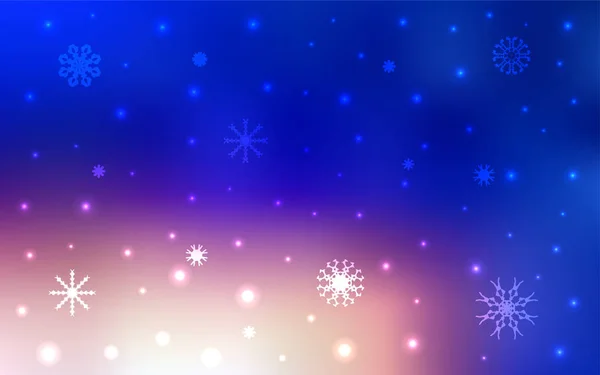 Lichtblauw Geel Vector Patroon Met Kerst Sneeuwvlokken Sneeuw Wazig Abstracte — Stockvector