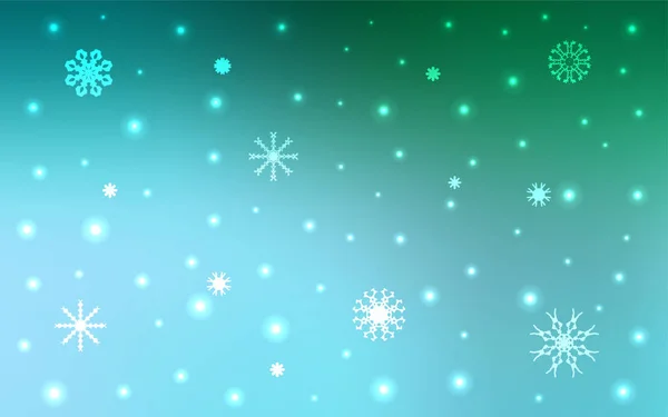 Licht Groen Vector Achtergrond Met Sneeuwvlokken Xmas Abstracte Illustratie Van — Stockvector