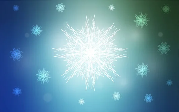 Hellblaue Grüne Vektorschablone Mit Eisschneeflocken Dekorative Leuchtende Illustration Mit Schnee — Stockvektor