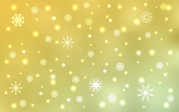 Λαχανί Κίτρινο Διάνυσμα Κάλυψη Όμορφες Νιφάδες Χιονιού Glitter Αφηρημένη Εικόνα — Διανυσματικό Αρχείο