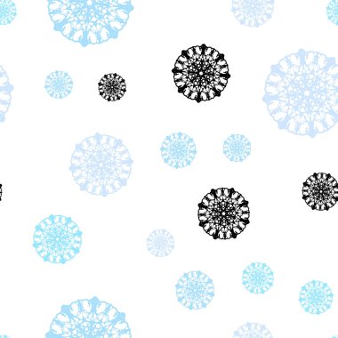 Xmas kar taneleri ile sorunsuz arka plan ışık mavi vektör. Parlayan illüstrasyon kar Noel tarzı ile renkli. Duvar kağıdı, kumaş üreticileri için modaya uygun bir tasarım.