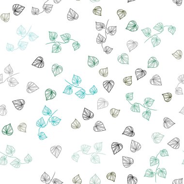 Açık mavi, yeşil vektör sorunsuz doğal arka plan yaprakları ile. Doodle yaprakları gradyan ile Origami tarzında Illustration. Desen için modaya uygun Kumaş, duvar kağıtları.