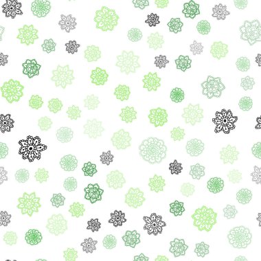 Işık yeşil vektör Noel kar taneleri ile seamless modeli. Kristalleri ile glitter soyut Illustration buz. Desen tasarım pencere panjur, perdeler.