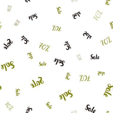 Koyu yeşil, sarı vektör sorunsuz doku fiyatları % 70 satış. Beyaz arka plan üzerinde renkli kelime gradyan ile satış. Reklamlar, poster, afiş satış için desen.