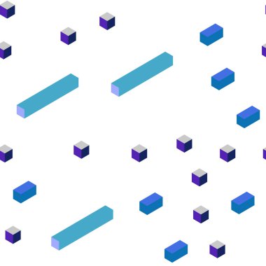 Koyu pembe, mavi kare tarzı kesintisiz, izometrik desen vektör. İllüstrasyon renkli dikdörtgenler dizi. Doku pencere panjur, perdeler için.