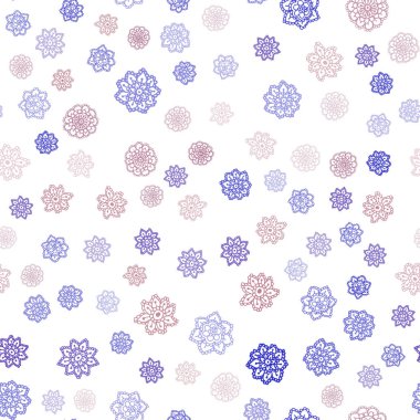 Koyu mavi, kırmızı parlak kar taneleri ile sorunsuz düzen vektör. Parlayan illüstrasyon kar Noel tarzı ile renkli. Desen tasarım pencere panjur, perdeler.