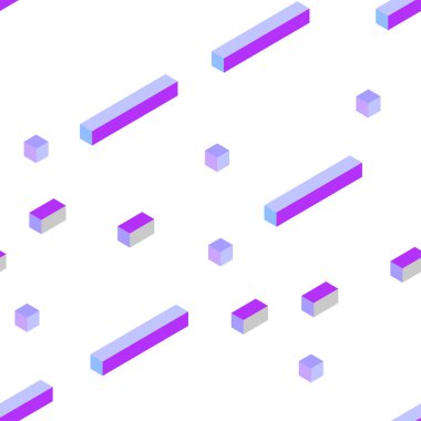 Pembe ışık, vektör kesintisiz, izometrik desen kare tarzı mavi. İllüstrasyon renkli dikdörtgenler dizi. Tekstil, kumaş, duvar kağıtları için tasarım.