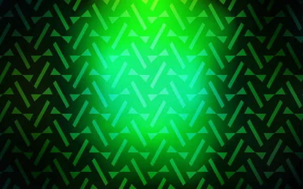 Plantilla Vectorial Verde Oscuro Con Líneas Triángulos Ilustración Abstracta Brillante — Vector de stock