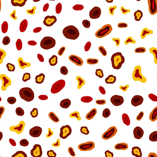 Koyu Kırmızı Sarı Disklerle Sorunsuz Doku Vektör Soyut Illüstrasyon Renkli — Stok Vektör