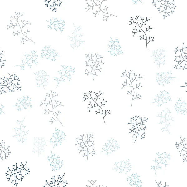 深蓝色矢量无缝优雅的壁纸与分支 用叶子和树枝的抽象插图 面料制造商的设计 — 图库矢量图片