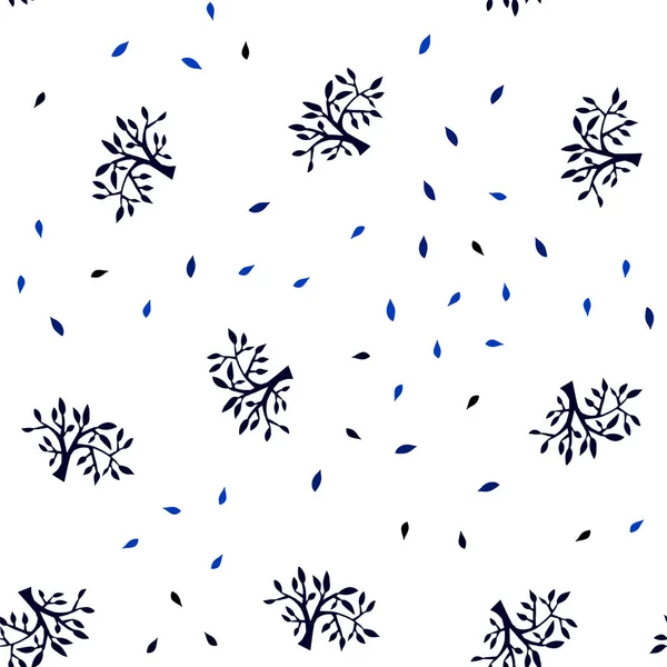 Dark Blue Vecteur Design Abstrait Sans Couture Avec Des Feuilles — Image vectorielle