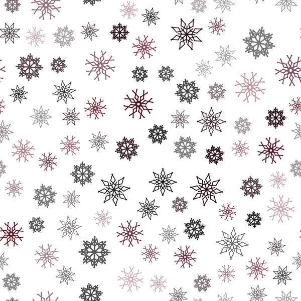 Vector Rojo Oscuro Textura Sin Costuras Con Copos Nieve Colores — Vector de stock