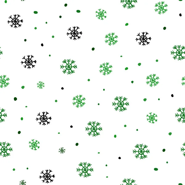 Plantilla Sin Costuras Vector Verde Claro Con Copos Nieve Hielo — Vector de stock