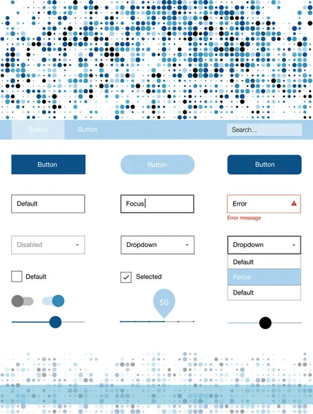 Hafif mavi vektör UI ux kiti daireler ile. Başlığını renkli gradyan daireler modern stil kılavuzu. Web siteleri için basit renkli tasarım.