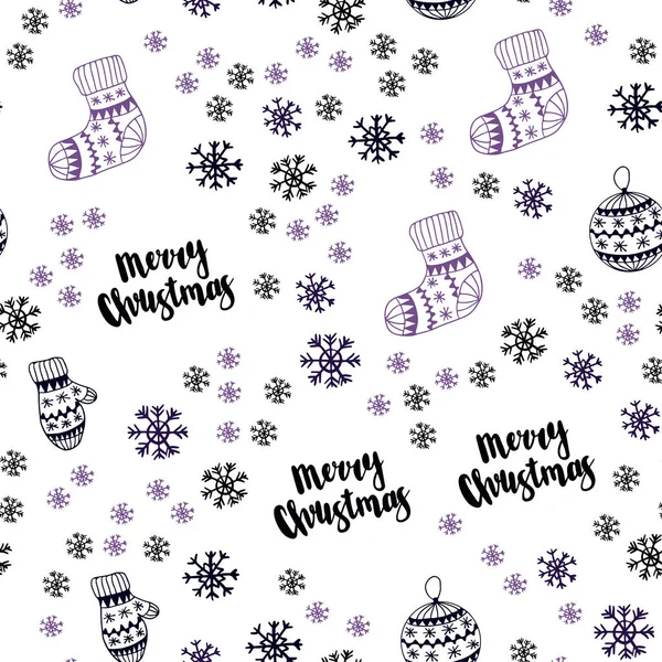 Koyu mor vektör Noel kar taneleri, toplar, çorap, eldiven ile seamless modeli. Modern geometrik soyut resim. Doku pencere panjur, perdeler için.