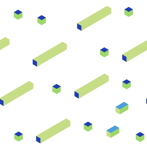 Bleu Clair Vecteur Vert Sans Couture Modèle Isométrique Avec Losange — Image vectorielle