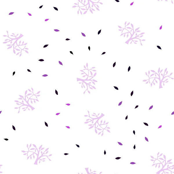 深紫色矢量无缝涂鸦图案与叶子 五颜六色的插图在涂鸦风格与叶子 网站模板 — 图库矢量图片