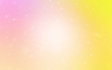 Pembe ışık, vektör şablon buz kar taneleri ile sarı. Dekoratif illüstrasyon kar soyut şablonundaki ile parlayan. Şablonun yeni yıl arka plan olarak kullanılabilir.