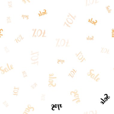 Satış fiyatları % 70 ile sorunsuz doku ışık turuncu vektör. Beyaz arka plan üzerinde renkli kelime gradyan ile satış. Mega promosyonlar için fon indirimler.