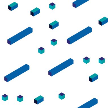 Açık mavi, yeşil çizgiler, dikdörtgenler ile vektör kesintisiz, izometrik düzeni. Dikdörtgenler ile soyut tarzda dekoratif tasarım. Tasarım için duvar kağıdı, kumaş üreticileri.