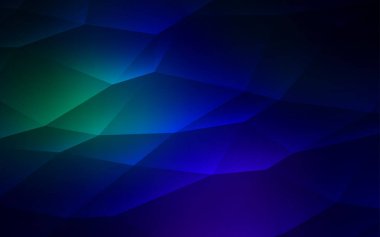 Koyu mavi, yeşil düzen hatları, üçgenler ile vektör. Üçgenler ile soyut tarzda dekoratif tasarım. İşletme reklam, kitapçıklar, broşürler için desen